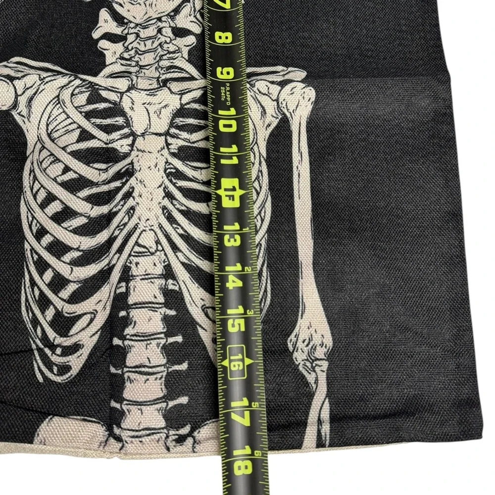 Skeleton Throw Pillow Cover Roses Peace‎ Sign Halloween Decor 17x17